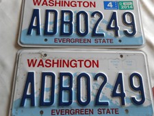  Washington State  License Matched Pair Set ADBO249 