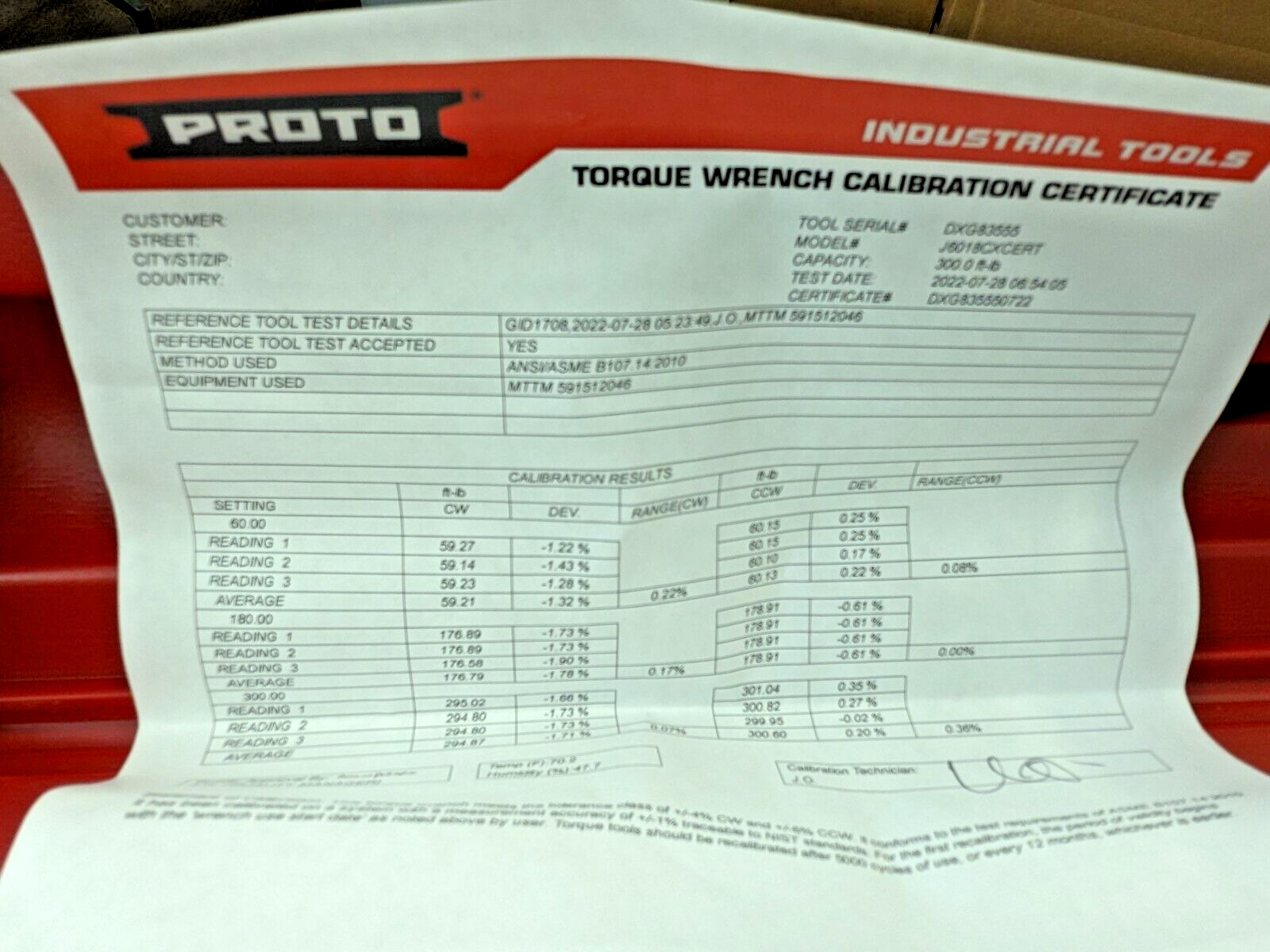 Proto 3/4" Drive Ratcheting Head Micrometer Torque Wrench 60-300 ft-lbs J6018AB