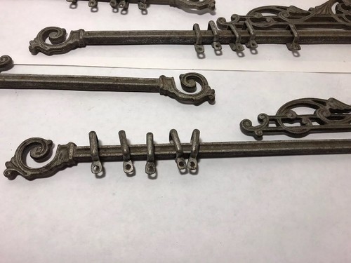 Lot Of 4 Victorian Ornate Antique? Cast Iron Swing Arm Adjustable Curtain Rods