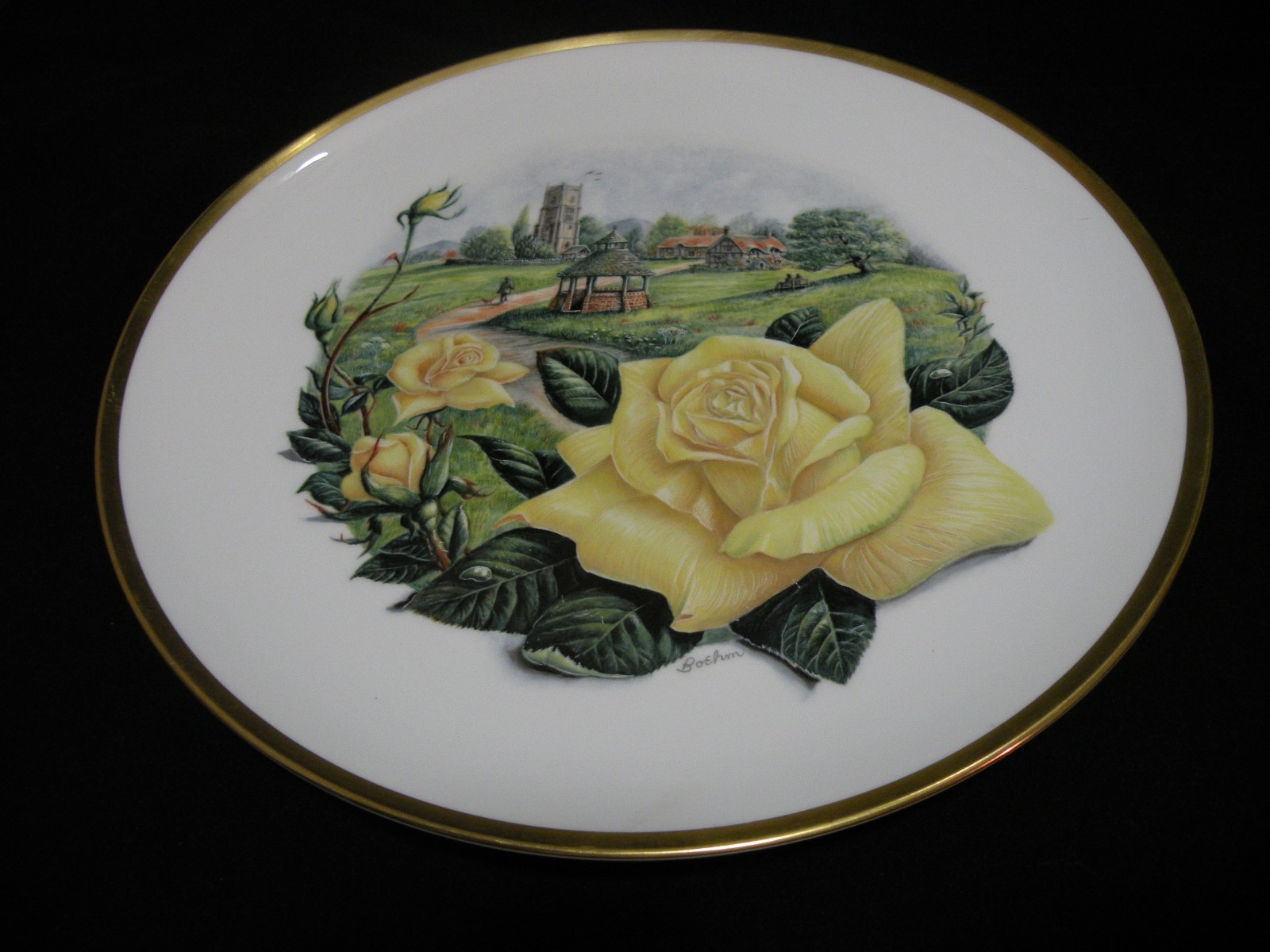 Boehm Collector Plate Trish Gold Royal National Rose Society Malvern England