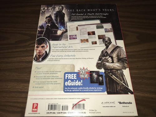 Dishonored 2 Official Players StrategyGuide Walkthrough Book NEW