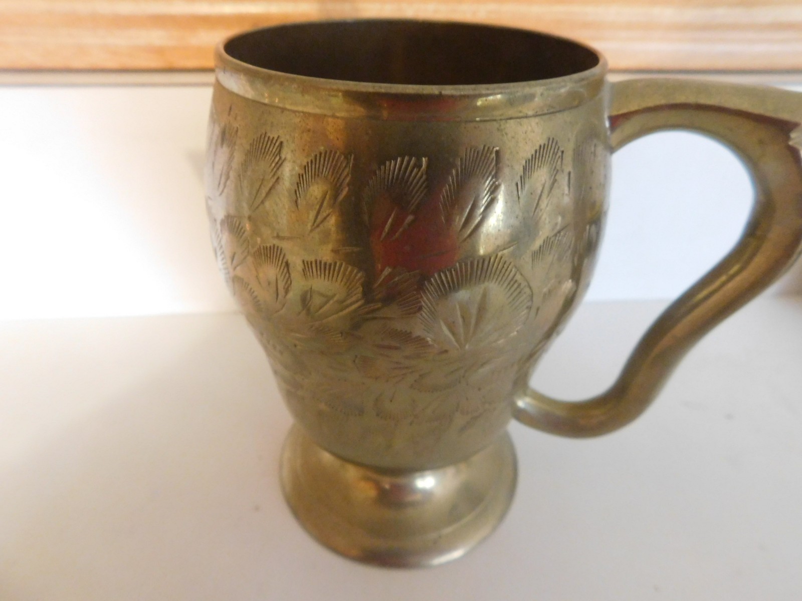 Brass Mug with etching possibly made in India