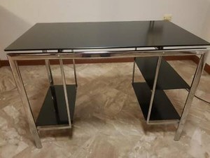 Freedom Chrome 47 Black Glass Study Desk 47 Office Desk Menai