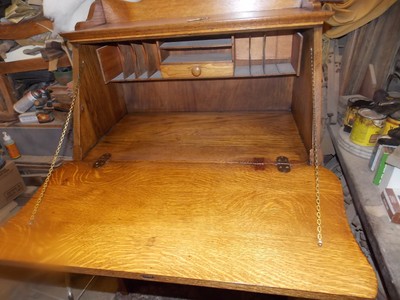 Solid Quartersawn Oak Carved Dropfront Desk