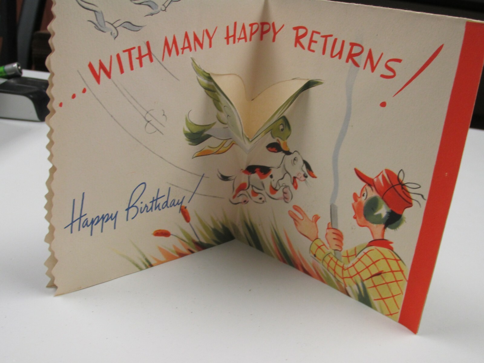 PP181 Card Happy Birthday Bang Hunting hunter with dog Screamline