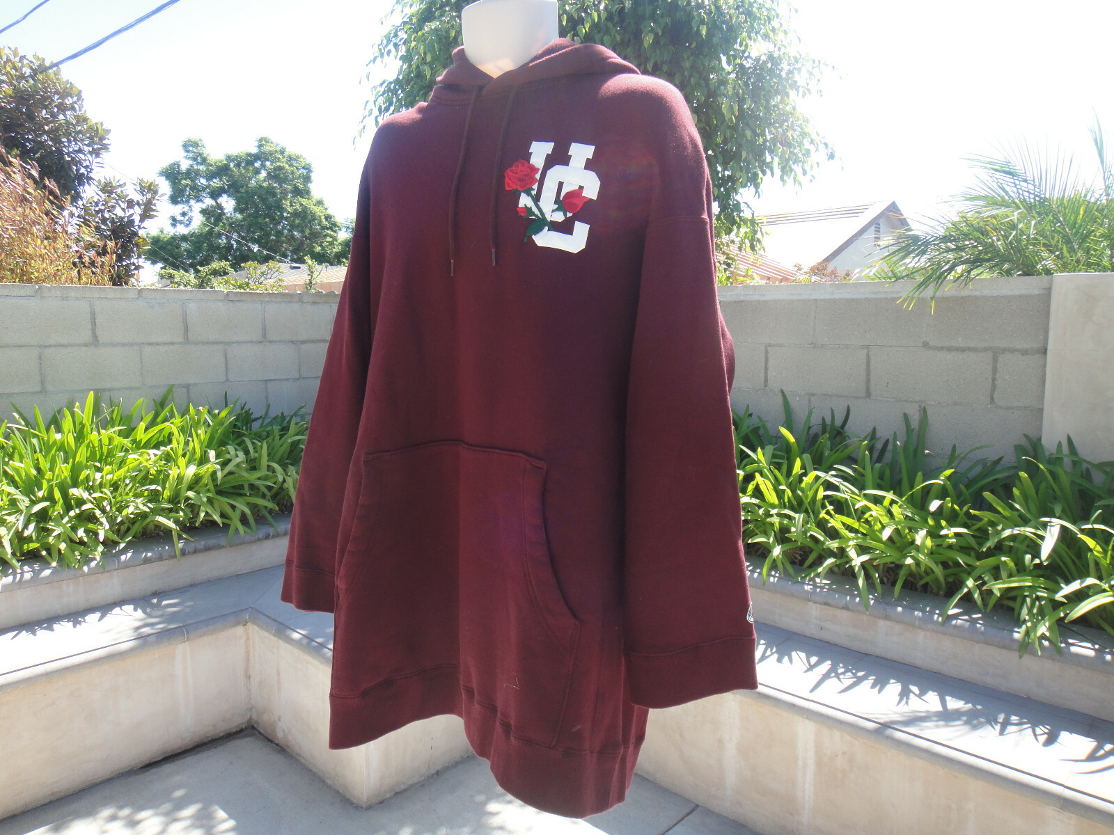 Pre-owned Undercover Jun Takahashi Hooded Sweatshirt Bordeaux Embroidered Rose Japan 1, 2 In Red