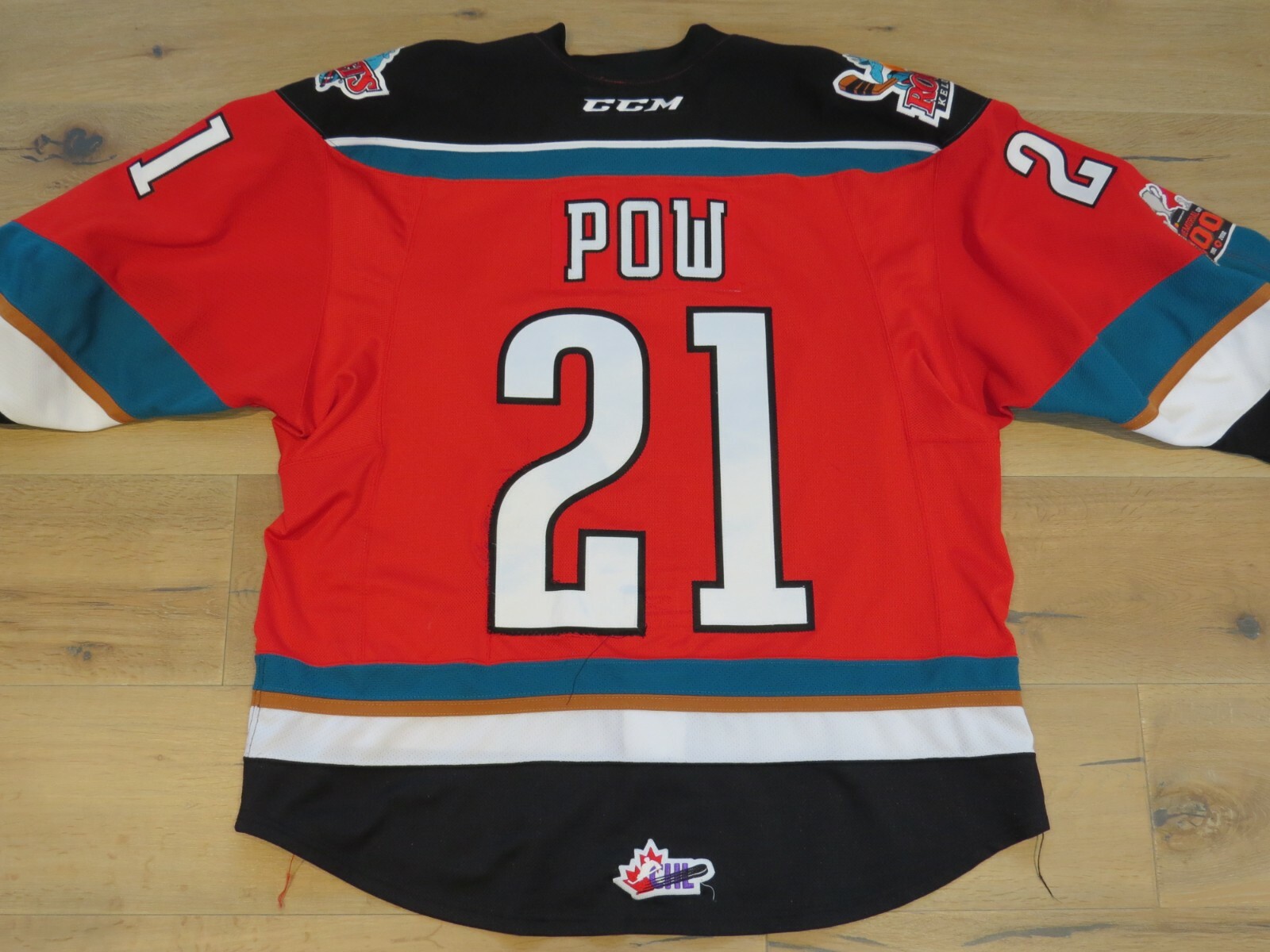 Powell River Kings Kelowna Rockets Game Worn Used Jersey Red #21 Kyle Pow
