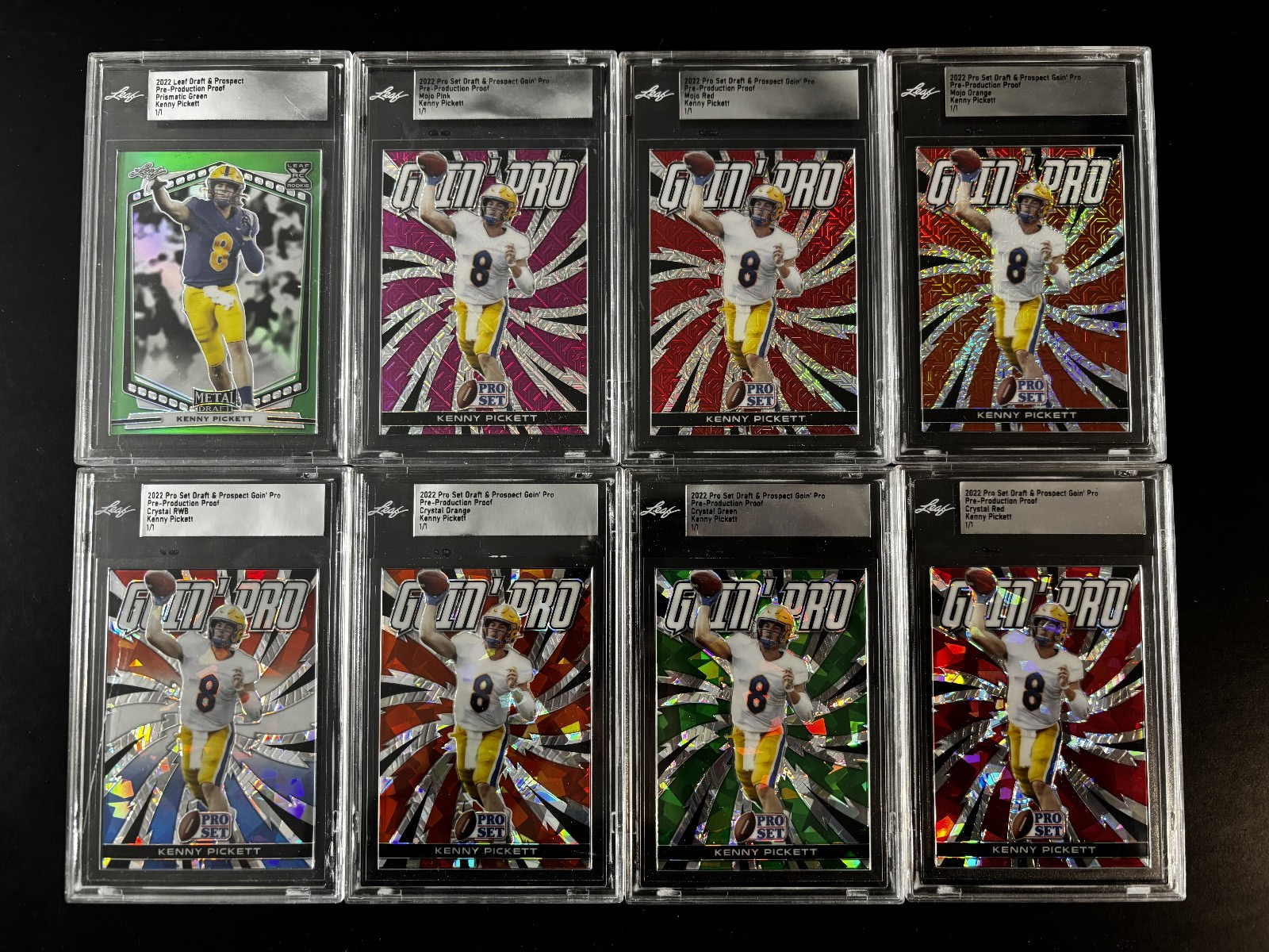 2022 Leaf Draft Mojo Crystal Prismatic RWB Red Kenny Pickett 1/1 Lot of 8 #7