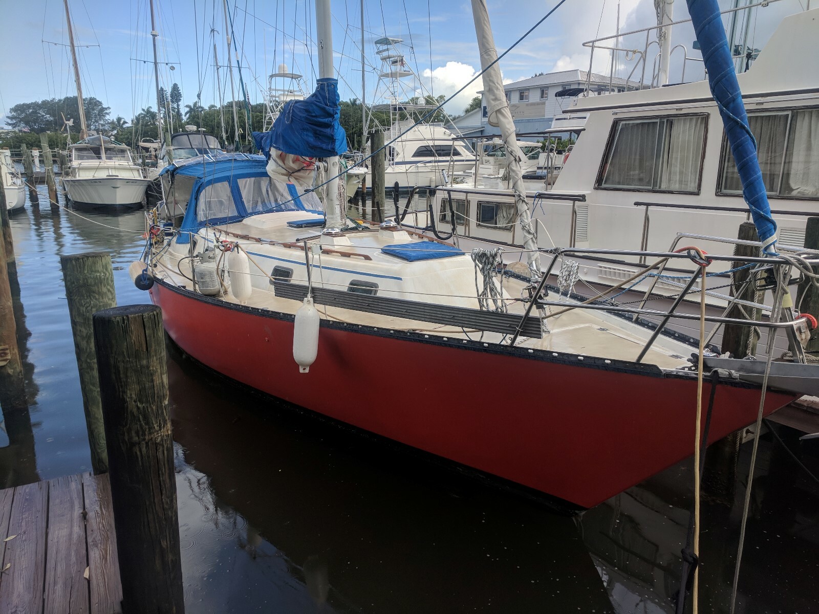 1980 Hunter Cherubini 37 with yanmar 30 hp diesel.
