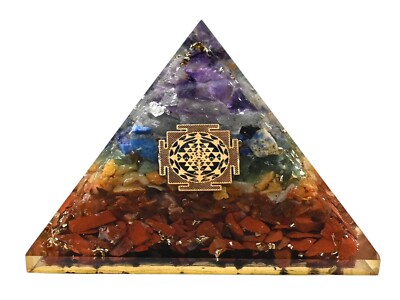 7 Chakra Orgone Pyramid - Small Sri Yantra