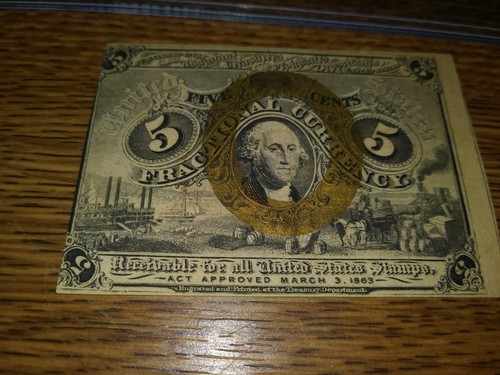 1863 5 Cents Fractional Currency Fr-1232 NICE!