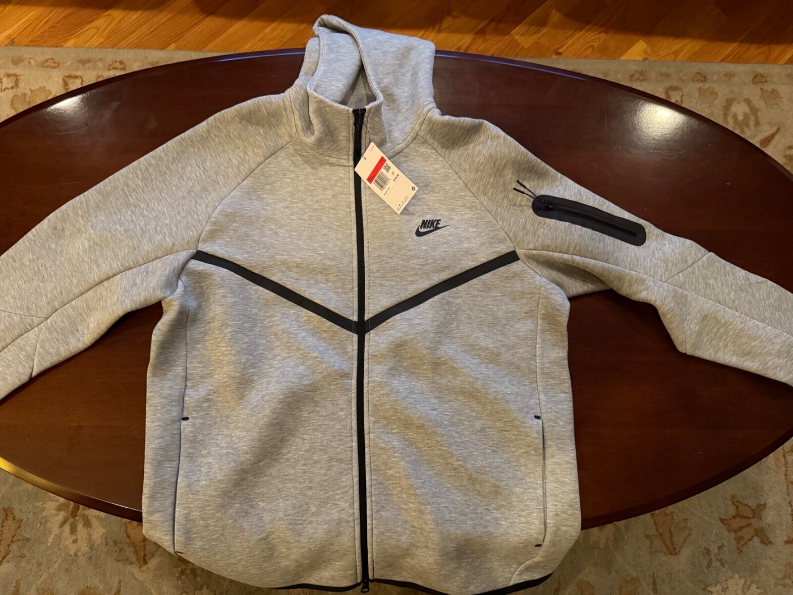 NEW Men NIKE TECH FLEECE FULL-ZIP HOODIE DK GREY HEATHER