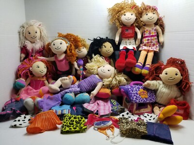 Groovy Girls Lot Of 9 Different Dolls And Huge Clothing & Accessory Bundle 12''