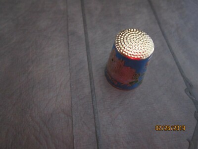 AVIGNON City Gold tone metal CLOISONNE THIMBLE Vintage BEAUTIFUL