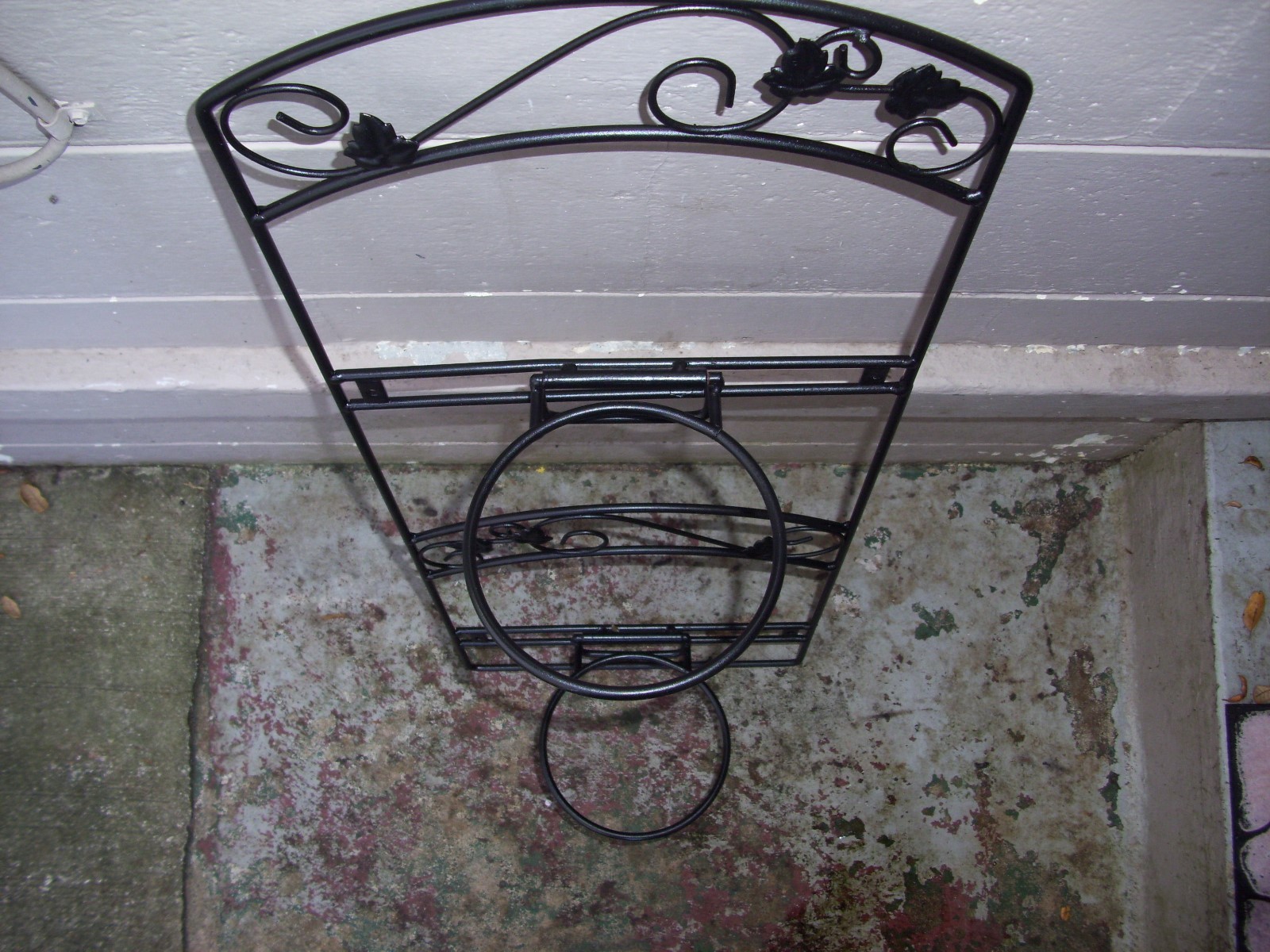 Scroll Metal 2 Pot Plants Holder Wall Hanger Black Small