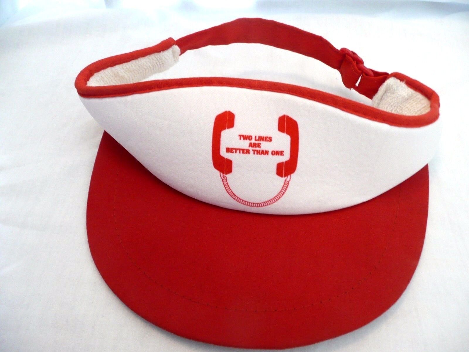 Mountain Bell Telephone Hat Visor Red & White * Two Lines Are ...