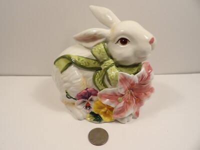 The Bunny Collection by Corner Ruby Porcelain Easter Bunny With Flower