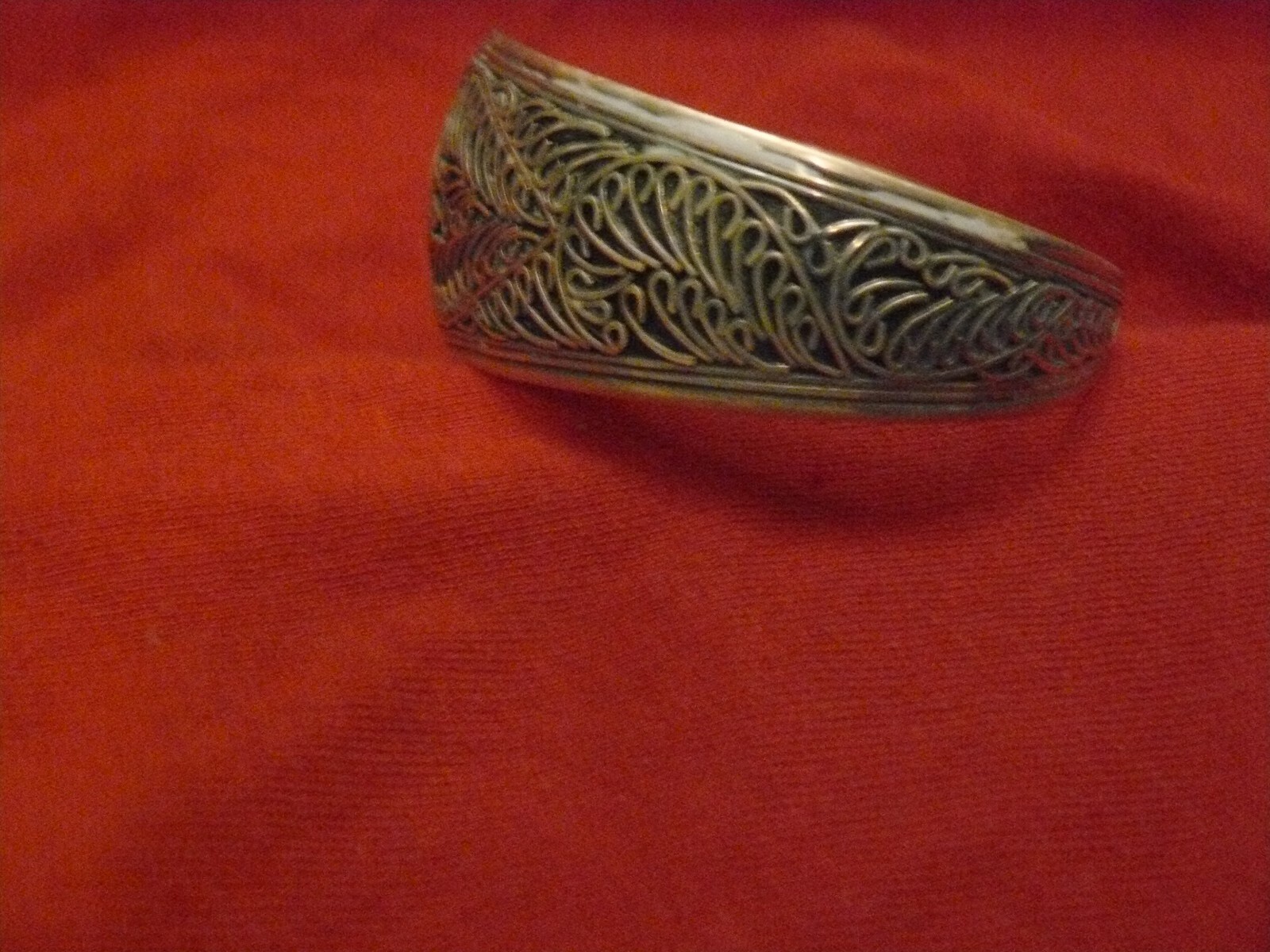 antique EARLY 1900's STERLING FILIGREE CUFF 1 3/16 wide AT TOP