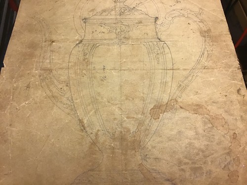 Original Sterling Silver Romaine Coffee Pot Drawing Sketch Paper Reed Barton Old