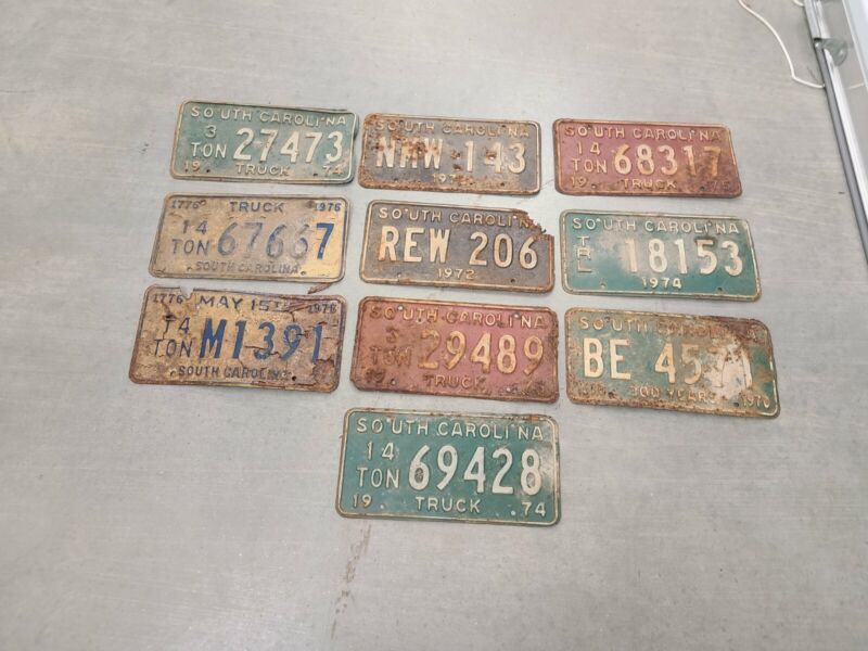 South Carolina License Plate LOT of Ten Plates 10 - Expired Vintage