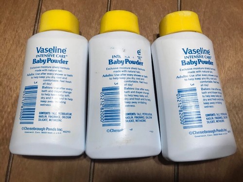(3) VASELINE BRAND BABY POWDER 4 Oz. Vintage HTF Rare Set Of 3