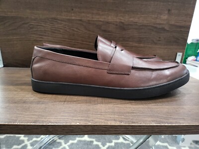 Alfani Men's Jared Slip On Penny Loafers Brown Leather 13M New
