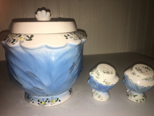 Vintage Lefton Miss Priss Cat Cookie Jar With Shakers EXCELLENT