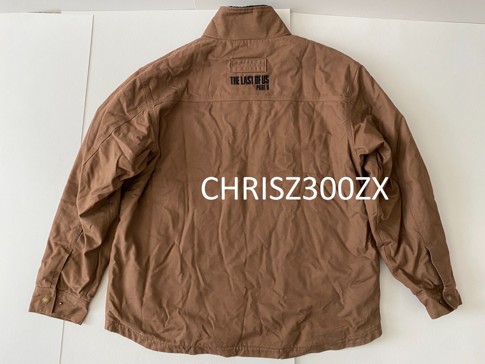 Pre-owned Sony The Last Of Us Part Ii 2 Ps4 Sherpa Jacket Joel Ellie Tattoo Cotton Canvas L-3xl In Brown