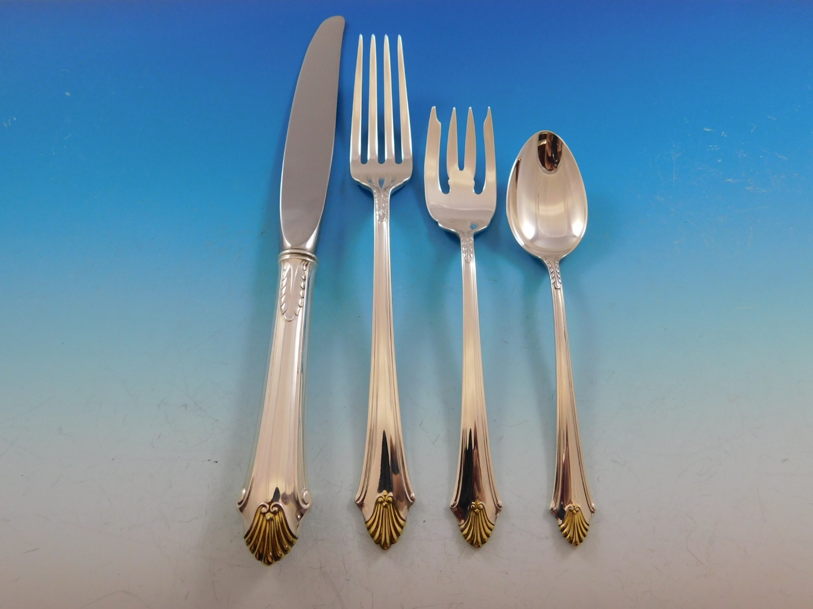 Edgemont Gold by Gorham Sterling Silver Flatware Set 8 Service 35