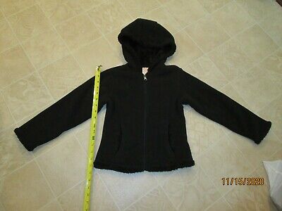 Faded Glory - Girls Black Fleece Hoodie Jacket w/Zipper & Pockets Size XS (4/5)