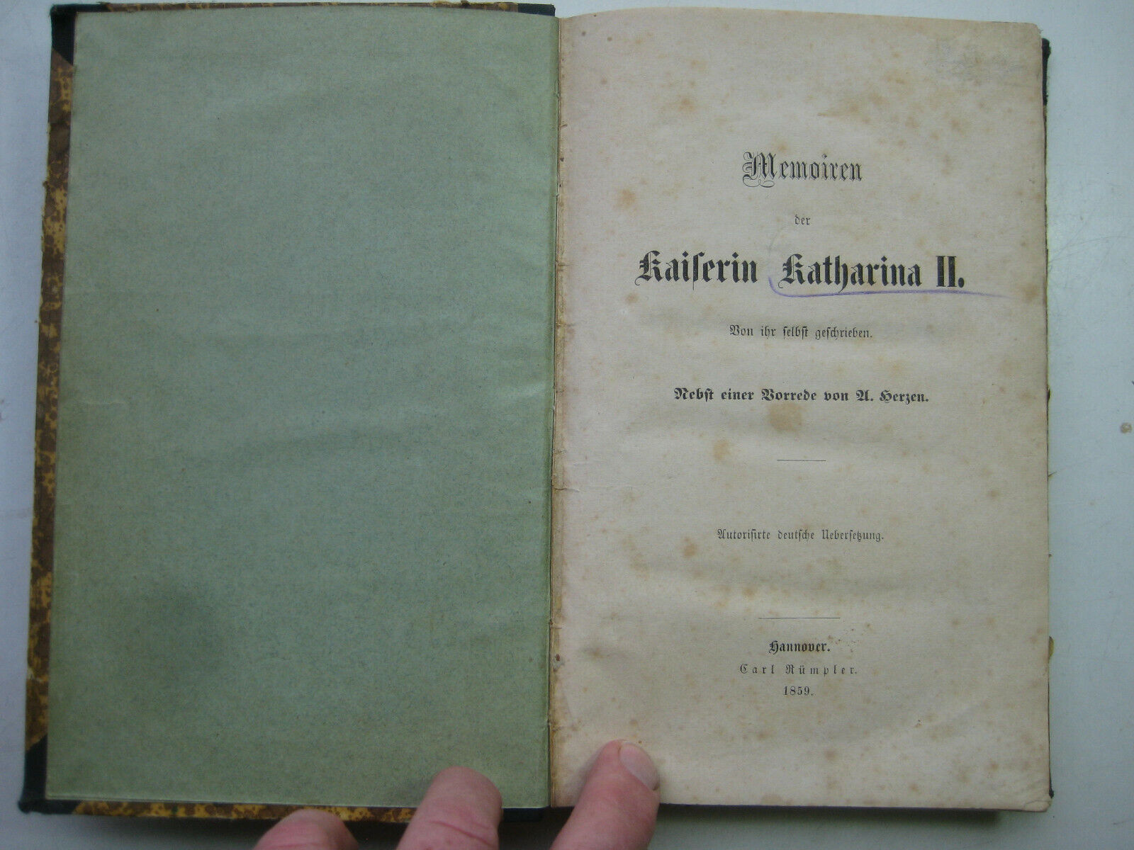 Erstausgabe Memoiren der Kaiserin Katharina II.Alexander Herzen 1859 Biographie