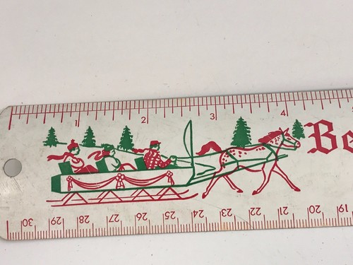 VINTAGE CHRISTMAS PROMOTIONAL METAL RULER BROWN MILLING GALLATIN TENNESSEE