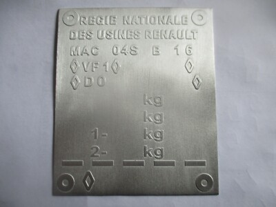 Type Plate Renault R5 MAC 04S B 16 Alpine Turbo S93 Sign Youngtimer Oldtimer