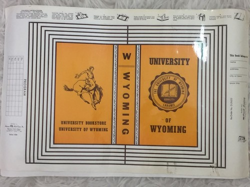 University of Wyoming 4 Vintage Laminated No Cut / Folding Book Protectors RARE