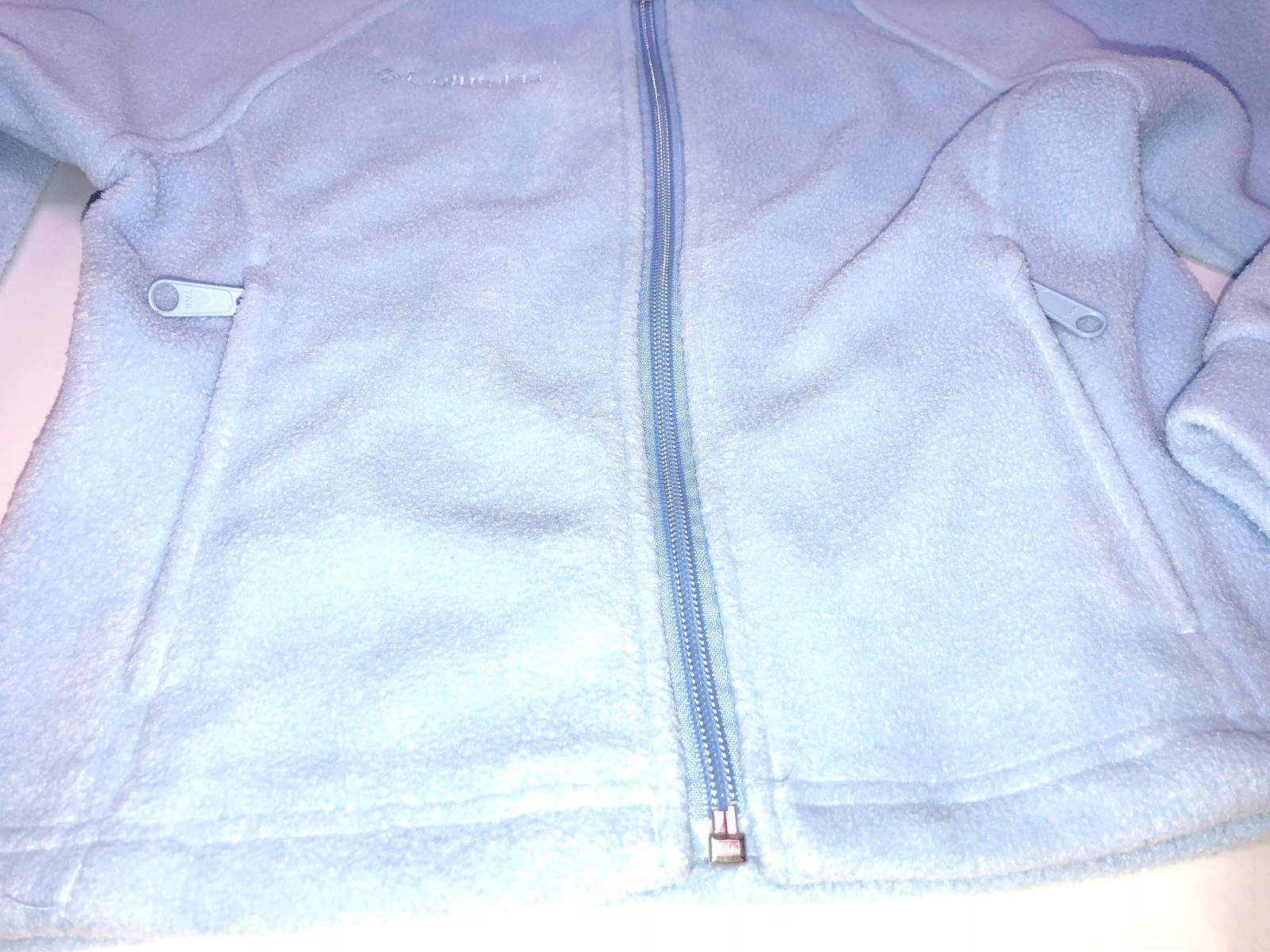 Precious COLUMBIA Fleece Zip Front Jacket, Powder Blue Sz  6/6S Youth