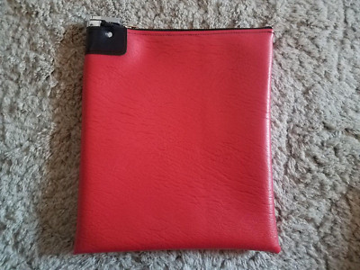 1 Red Vinyl Locking Bank Deposit Bag with Deluxe Pop Up Lock and 2 Keys