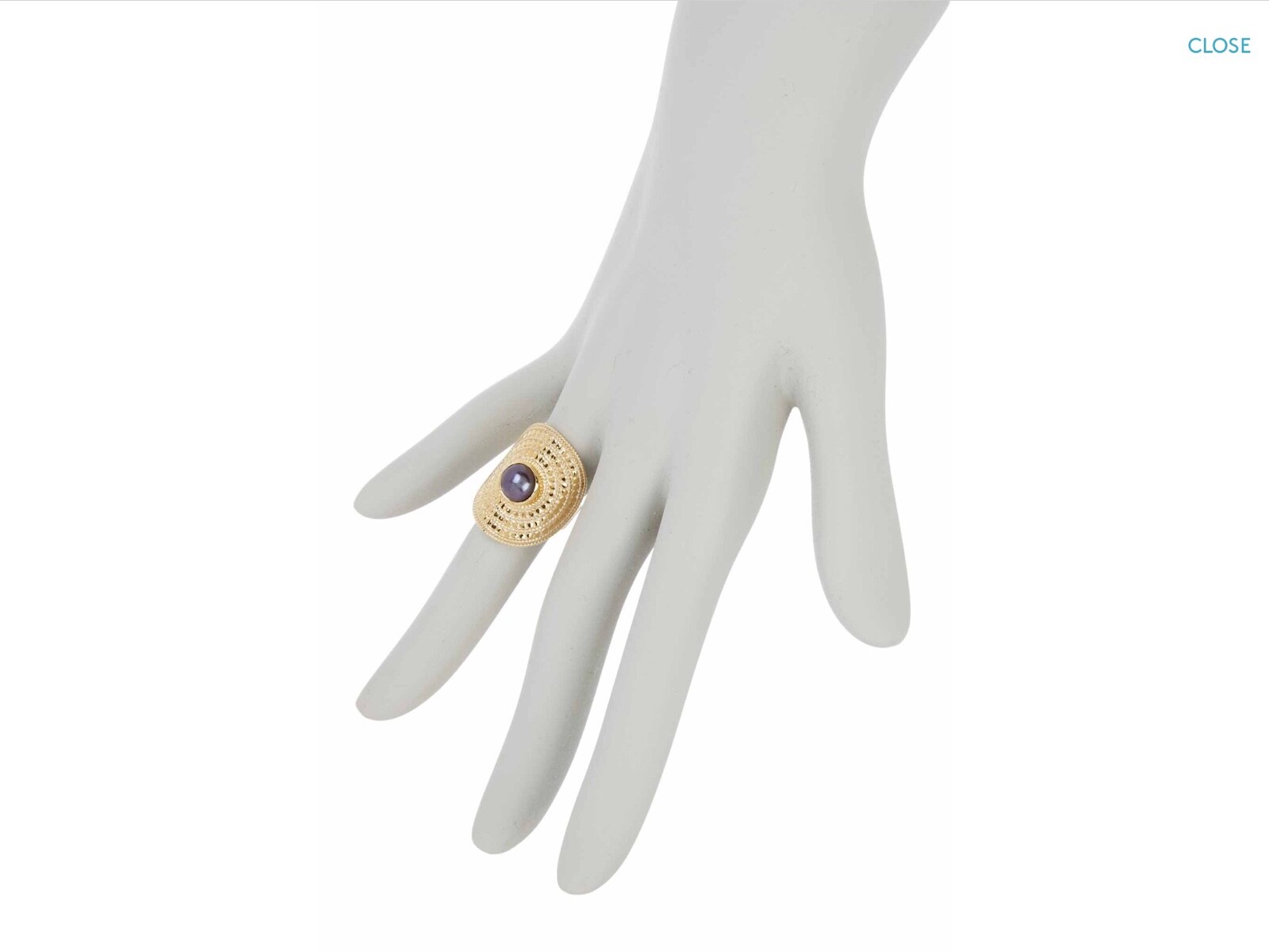Pre-owned Anna Beck Gold Vermeil / Sterling Silver 8 Mm Pearl Shield Ring Size 9