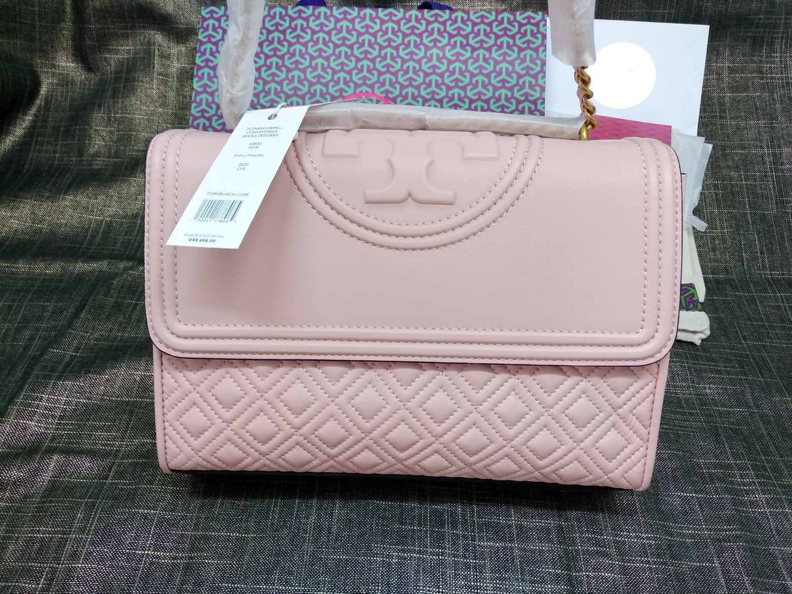 tory burch fleming backpack shell pink