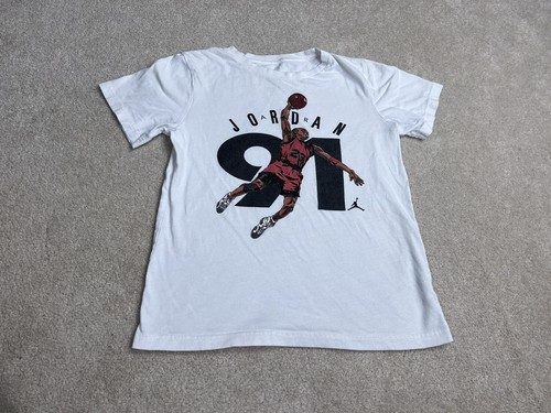Nike Jordan Shirt Boys White Medium Cotton Graphic Print Air