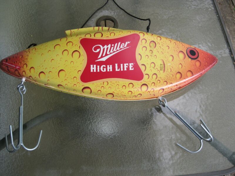 23" GIANT Hanging Miller High Life Fishing LURE Beer Sign Bar Plastic Display!