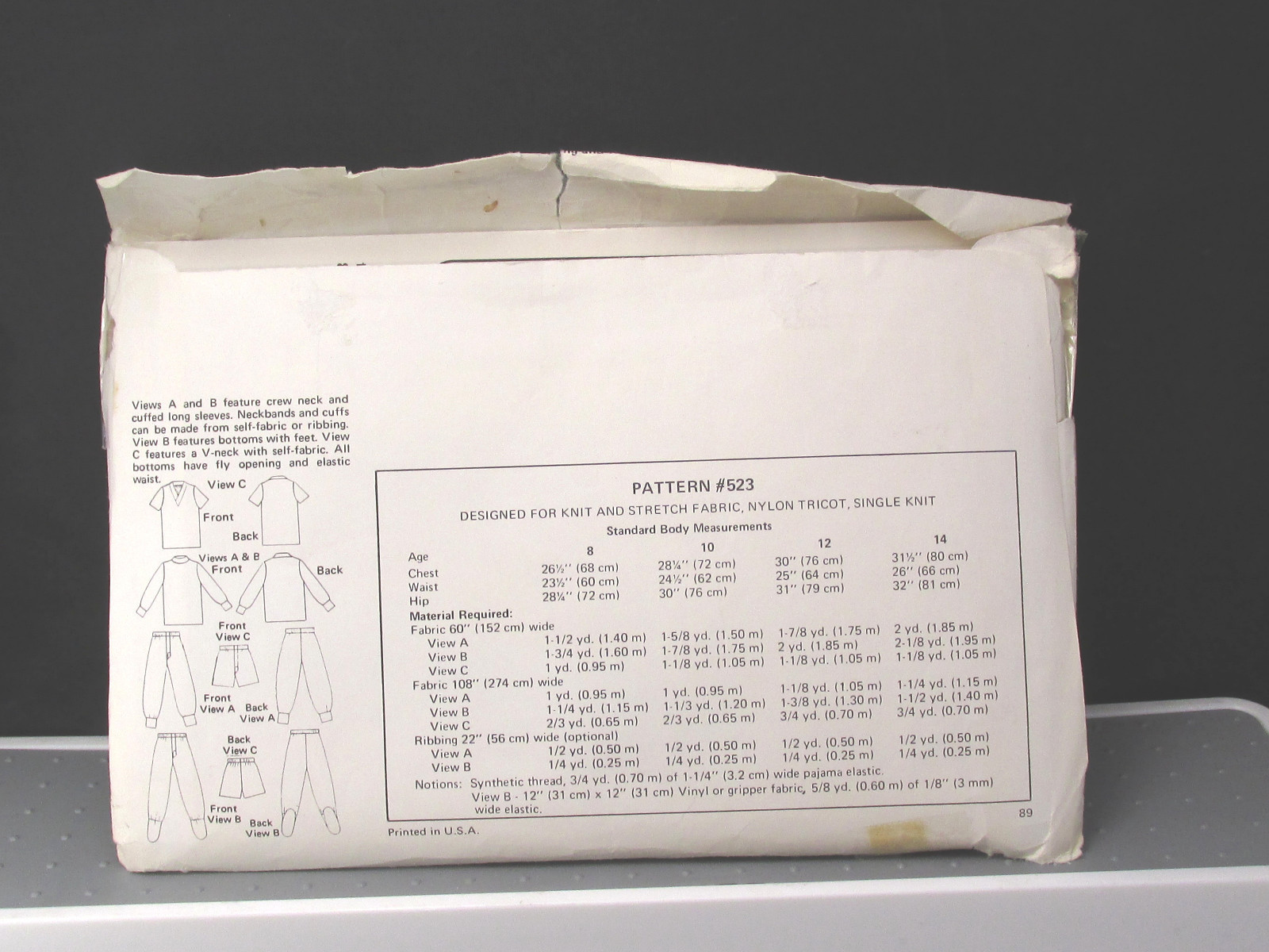 Kwik Sew 523 Knit Stretch Boys Pajamas Long  Short Pants + Footed if Wanted 8-14