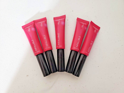 L'Oreal Paris Infallible Lip Paints 318 Fearless Fuschia 0.27 Oz Set Of 5 New
