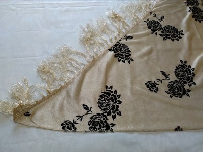 NWT vintage scarf scarves triangle gold sparkle fringe shawl fancy party formal