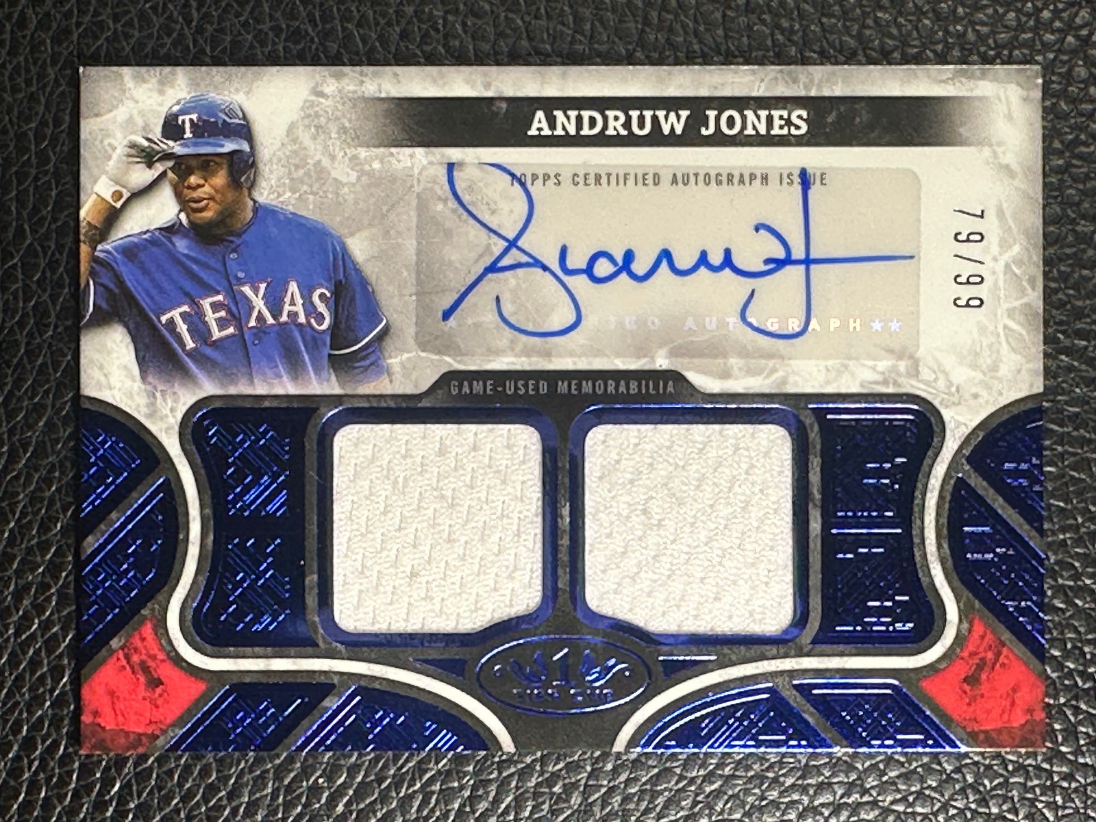 2025 Topps Tier One Blue Andruw Jones 79/99 Auto Game Used Jersey
