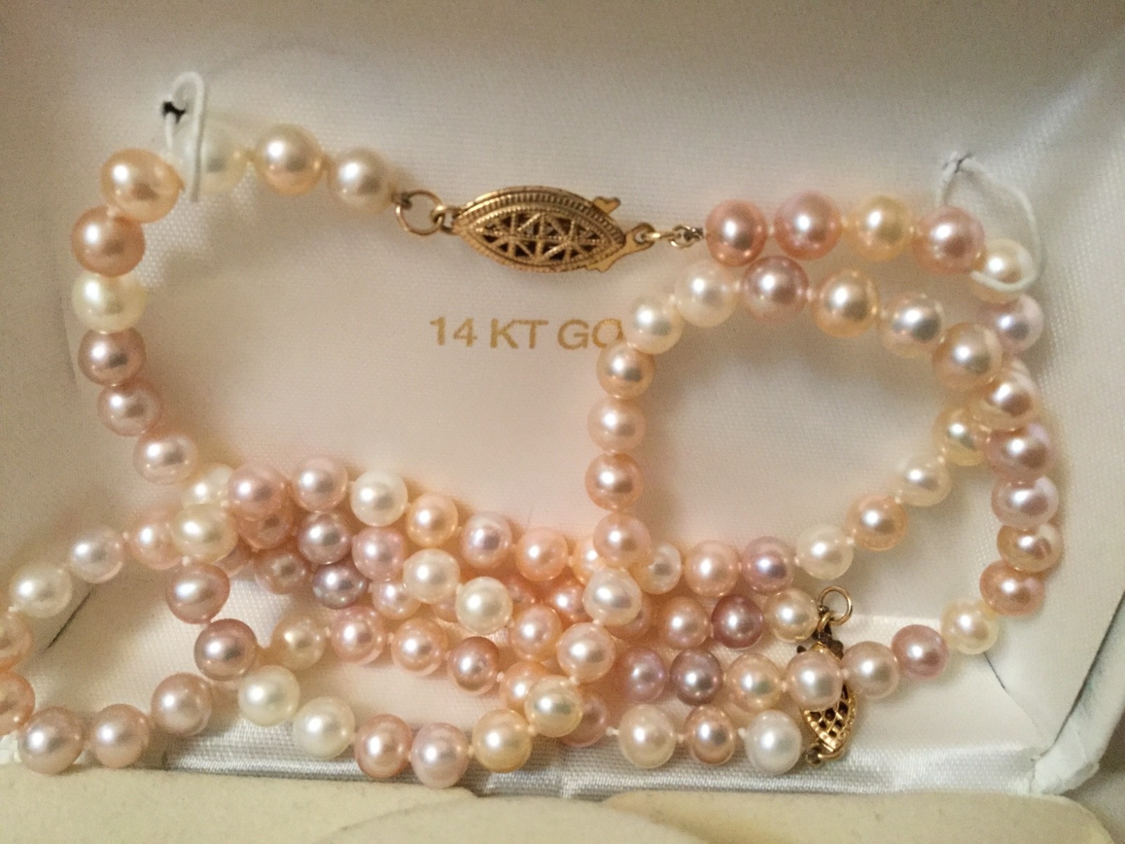 Set 14 ct Gold Genuine 3 Tone Pearl 18