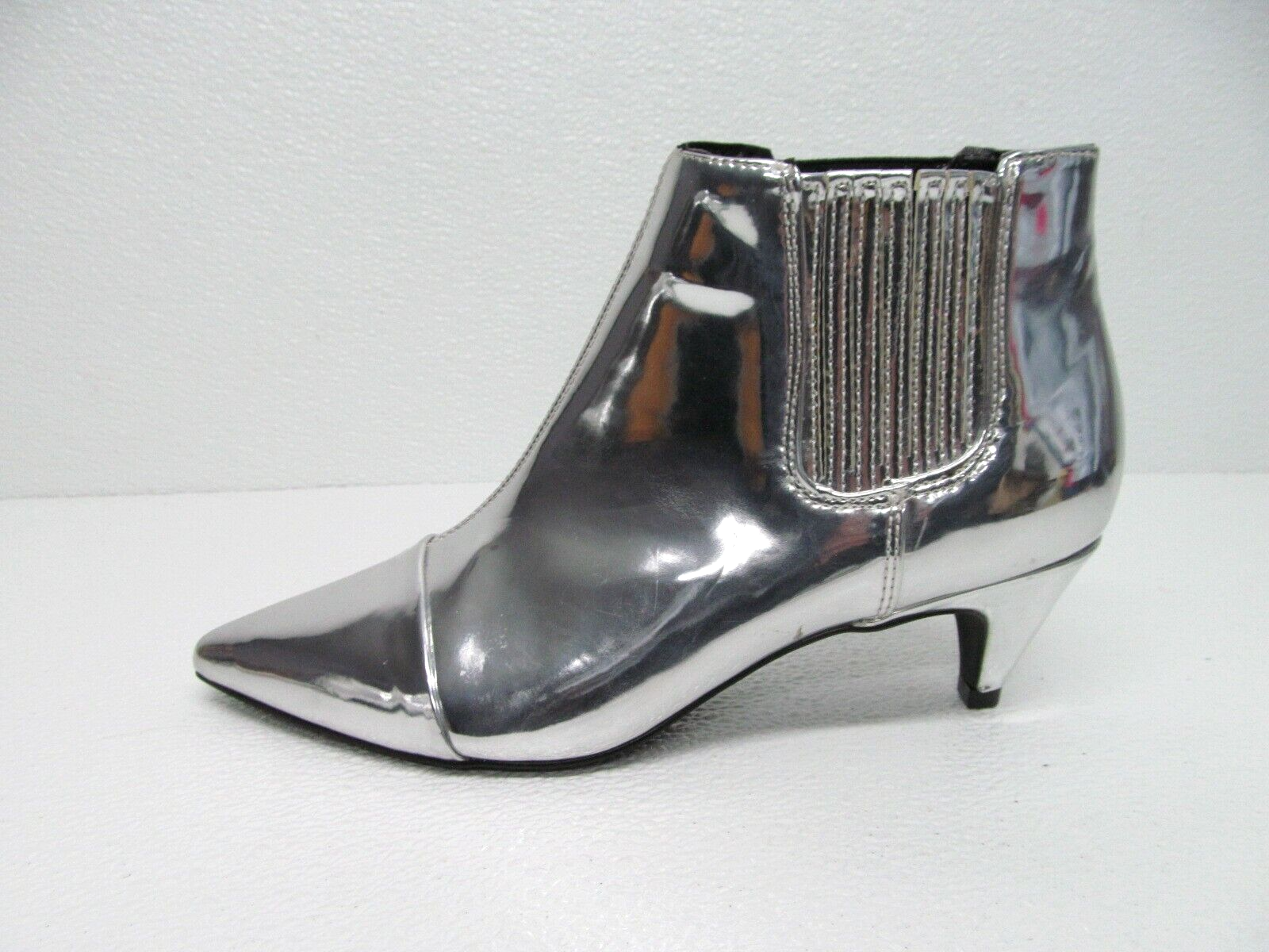Design Lab Lord & Taylor Trina Silver Patent Booties Size Women's 7.5M