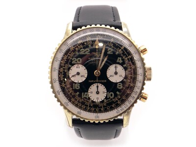 Vintage Breitling Navitimer Cosmonaute Two Tone Steel Gold Chronograph Watch 809