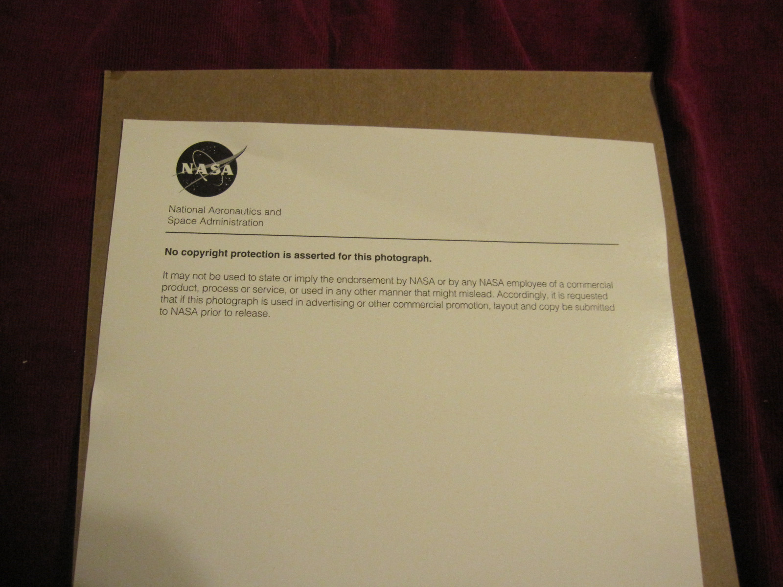 NASA print of Astronaut Michael Anderson, 8 X 10, preowned 
