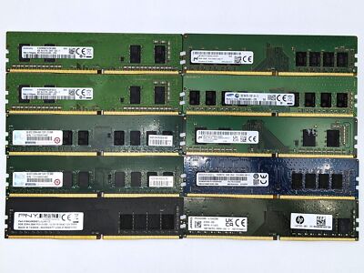 Assorted DDR4 DIMM Memory Modules - Various Speeds & Capacities - Lot of 10