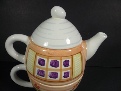 New Maioliche il Bargello Handpainted Pottery Tea Pot & Cup Set - Made in Italy